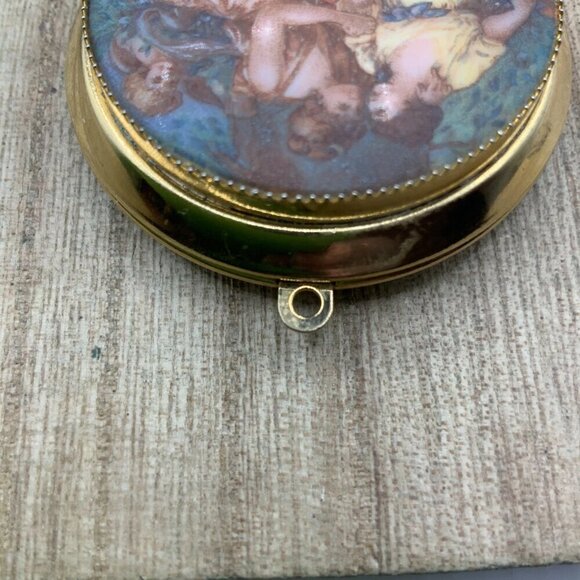 Victorian Style Vintage Mother Daughter Locket Enamel Gold Tone Pendant - Picture 4 of 7